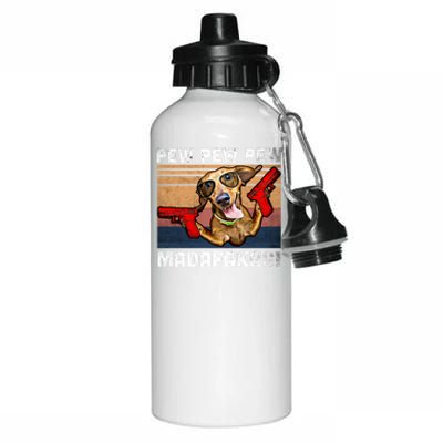 Dachshund Pew Pew Madafakas Cute Gift Vintage Weiner Dog Pew Gift Aluminum Water Bottle