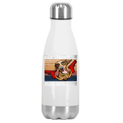 Dachshund Pew Pew Madafakas Cute Gift Vintage Weiner Dog Pew Gift Stainless Steel Insulated Water Bottle