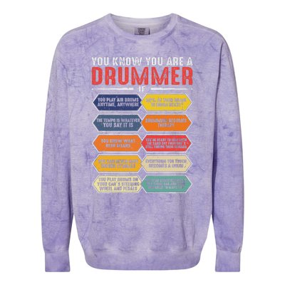 Drum Player Percussion Funny You Know You Are A Drummer Colorblast Crewneck Sweatshirt