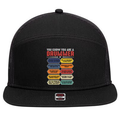 Drum Player Percussion Funny You Know You Are A Drummer 7 Panel Mesh Trucker Snapback Hat