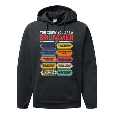 Drum Player Percussion Funny You Know You Are A Drummer Performance Fleece Hoodie