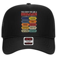 Drum Player Percussion Funny You Know You Are A Drummer High Crown Mesh Back Trucker Hat