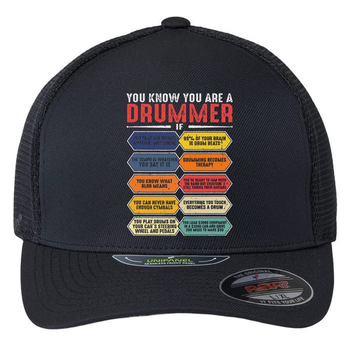 Drum Player Percussion Funny You Know You Are A Drummer Flexfit Unipanel Trucker Cap