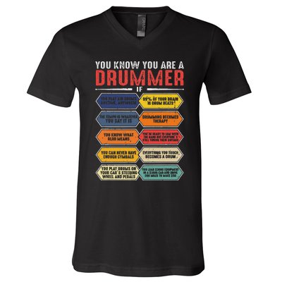 Drum Player Percussion Funny You Know You Are A Drummer V-Neck T-Shirt