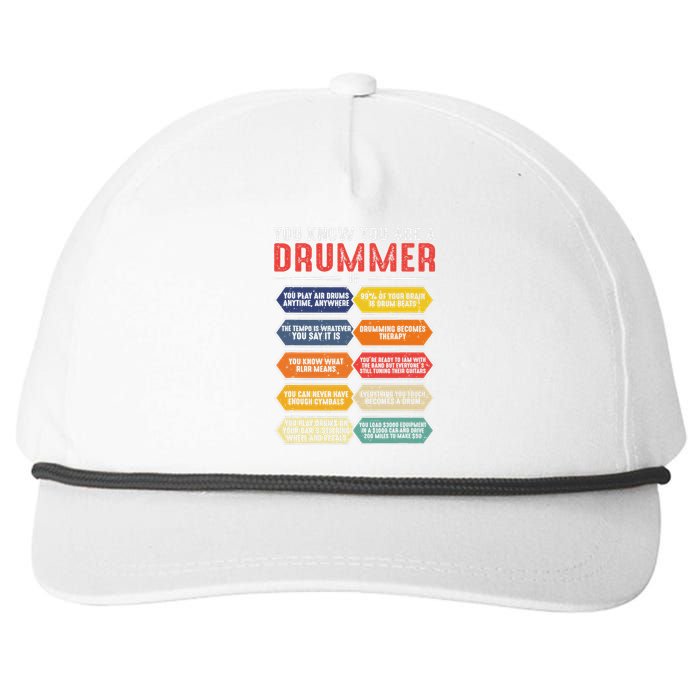 Drum Player Percussion Funny You Know You Are A Drummer Snapback Five-Panel Rope Hat