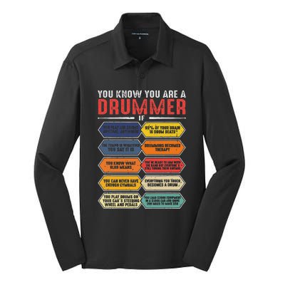 Drum Player Percussion Funny You Know You Are A Drummer Silk Touch Performance Long Sleeve Polo