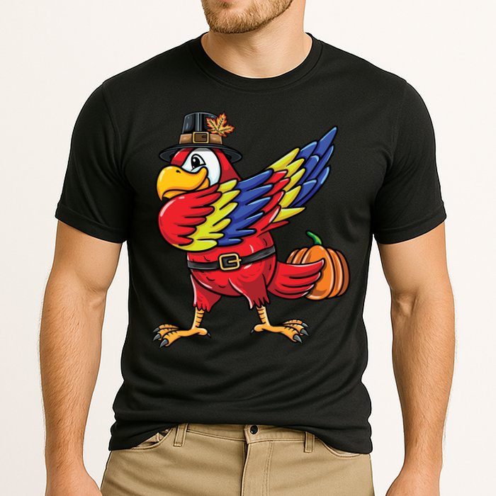 Dabbing Pilgrim Parrot Thanksgiving Bird Meaningful Gift Cooling Performance Crew T-Shirt