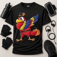 Dabbing Pilgrim Parrot Thanksgiving Bird Meaningful Gift Cooling Performance Crew T-Shirt