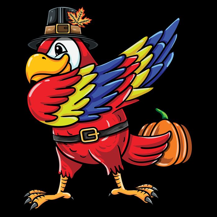 Dabbing Pilgrim Parrot Thanksgiving Bird Meaningful Gift Cooling Performance Crew T-Shirt