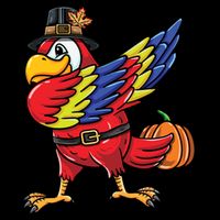 Dabbing Pilgrim Parrot Thanksgiving Bird Meaningful Gift 7-Panel Snapback Hat