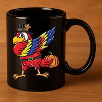 Dabbing Pilgrim Parrot Thanksgiving Bird Meaningful Gift 11oz C Handle Ceramic Mug