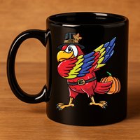 Dabbing Pilgrim Parrot Thanksgiving Bird Meaningful Gift 11oz C Handle Ceramic Mug