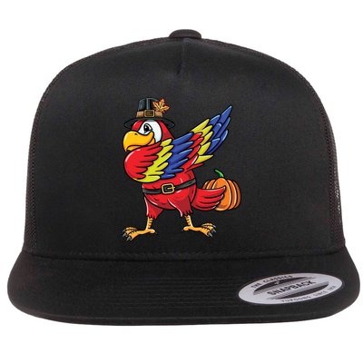 Dabbing Pilgrim Parrot Thanksgiving Bird Meaningful Gift Flatbill Hat