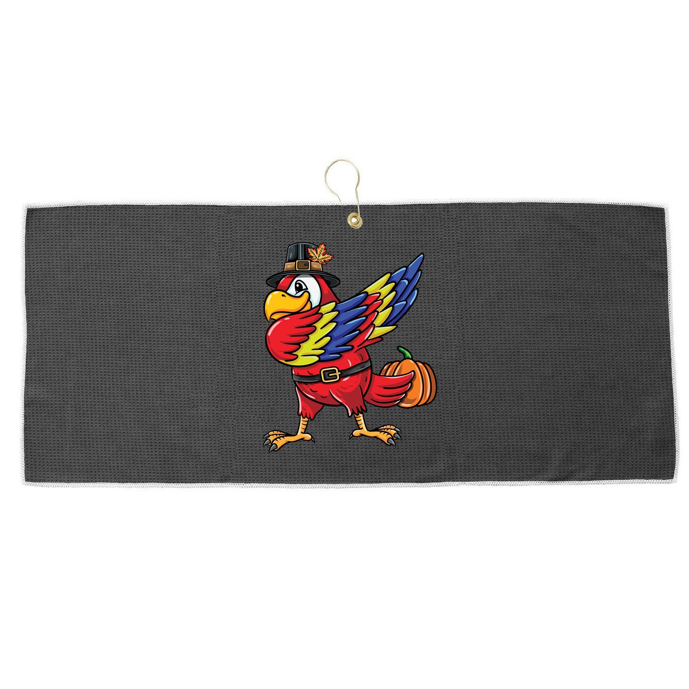 Dabbing Pilgrim Parrot Thanksgiving Bird Meaningful Gift Large Microfiber Waffle Golf Towel