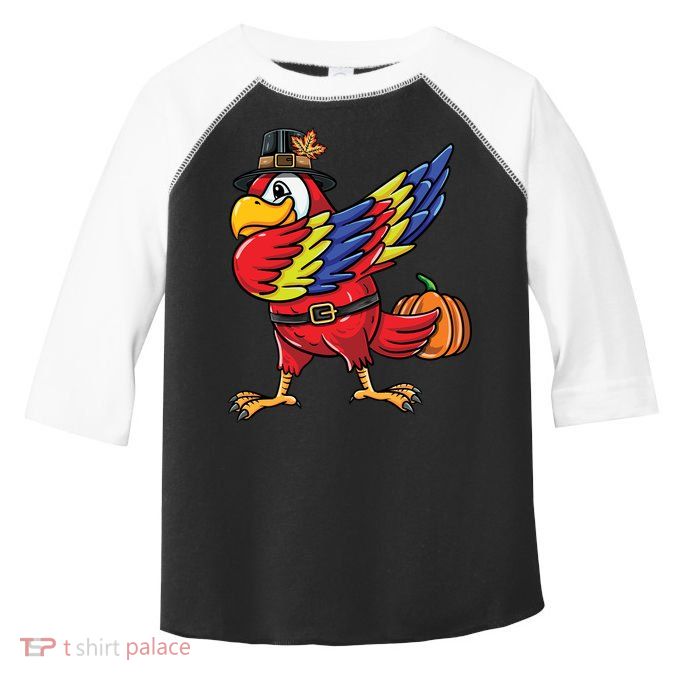 Dabbing Pilgrim Parrot Thanksgiving Bird Meaningful Gift Toddler Fine Jersey T-Shirt