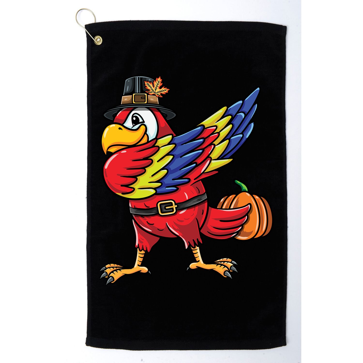 Dabbing Pilgrim Parrot Thanksgiving Bird Meaningful Gift Golf Towel
