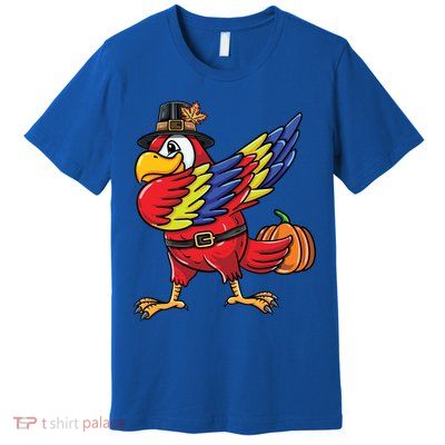 Dabbing Pilgrim Parrot Thanksgiving Bird Meaningful Gift Premium T-Shirt