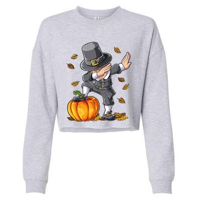 Dabbing Pilgrim Pumpkin Thanksgiving Day Funny Dab Great Gift Cropped Pullover Crew