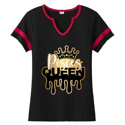 Dripping Pisces Queen Zodiac Meaningful Gift Ladies Halftime Notch Neck Tee