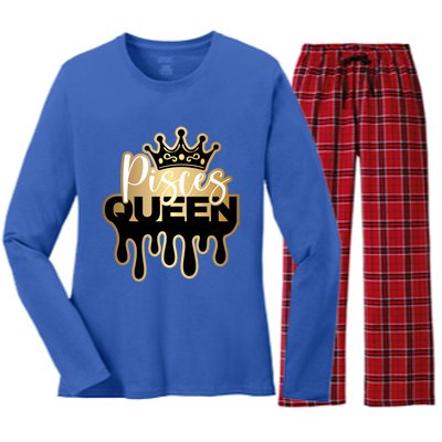 Dripping Pisces Queen Zodiac Meaningful Gift Women's Long Sleeve Flannel Pajama Set 