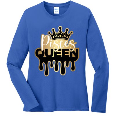 Dripping Pisces Queen Zodiac Meaningful Gift Ladies Long Sleeve Shirt