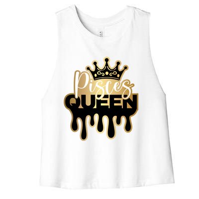 Dripping Pisces Queen Zodiac Meaningful Gift Women's Racerback Cropped Tank