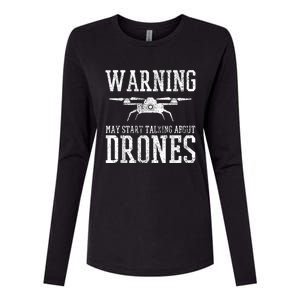 Drone Pilot Quadrocopter Flying Gift Womens Cotton Relaxed Long Sleeve T-Shirt