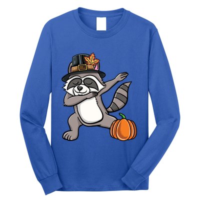 Dabbing Pilgrim Raccoon Thanksgiving Cool Gift Long Sleeve Shirt