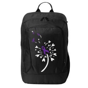 Dandelion Purple Ribbon Pancreatic Cancer Awareness Warrior Gift City Backpack