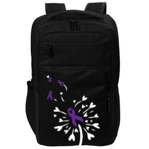 Dandelion Purple Ribbon Pancreatic Cancer Awareness Warrior Gift Impact Tech Backpack