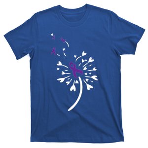 Dandelion Purple Ribbon Pancreatic Cancer Awareness Warrior Gift T-Shirt