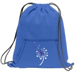 Dandelion Purple Ribbon Pancreatic Cancer Awareness Warrior Gift Sweatshirt Cinch Pack Bag