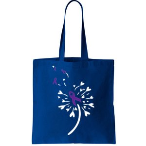 Dandelion Purple Ribbon Pancreatic Cancer Awareness Warrior Gift Tote Bag