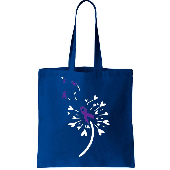 Dandelion Purple Ribbon Pancreatic Cancer Awareness Warrior Gift Tote Bag