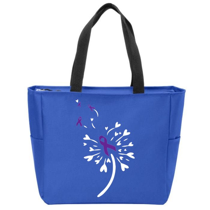 Dandelion Purple Ribbon Pancreatic Cancer Awareness Warrior Gift Zip Tote Bag