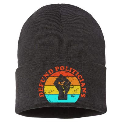 Defund Politicians Retro Sustainable Knit Beanie