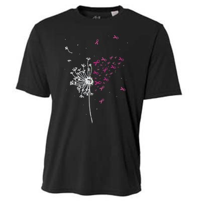 Dandelion Pink Ribbon Cool Breast Cancer Awareness Gifts Cooling Performance Crew T-Shirt