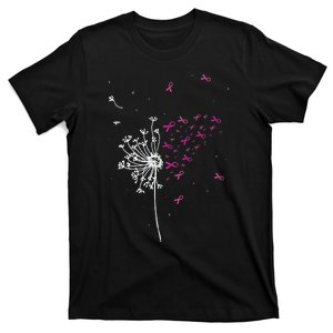 Dandelion Pink Ribbon Cool Breast Cancer Awareness Gifts T-Shirt