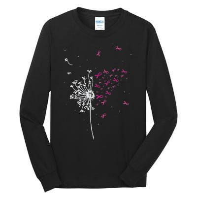 Dandelion Pink Ribbon Cool Breast Cancer Awareness Gifts Tall Long Sleeve T-Shirt