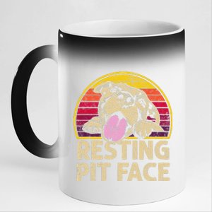 Dog Pitbull Resting Pit Face Funny Gift For Pitbull Lovers 11oz Black Color Changing Mug