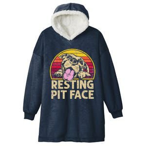 Dog Pitbull Resting Pit Face Funny Gift For Pitbull Lovers Hooded Wearable Blanket