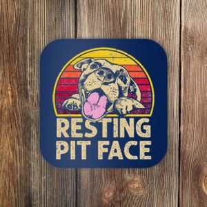 Dog Pitbull Resting Pit Face Funny Gift For Pitbull Lovers Coaster