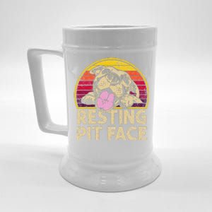 Dog Pitbull Resting Pit Face Funny Gift For Pitbull Lovers Beer Stein