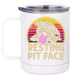 Dog Pitbull Resting Pit Face Funny Gift For Pitbull Lovers 12 oz Stainless Steel Tumbler Cup