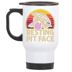 Dog Pitbull Resting Pit Face Funny Gift For Pitbull Lovers Stainless Steel Travel Mug