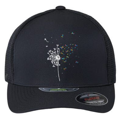 Dandelion Puzzle Ribbon Inspirational Autism Awareness Gift Flexfit Unipanel Trucker Cap