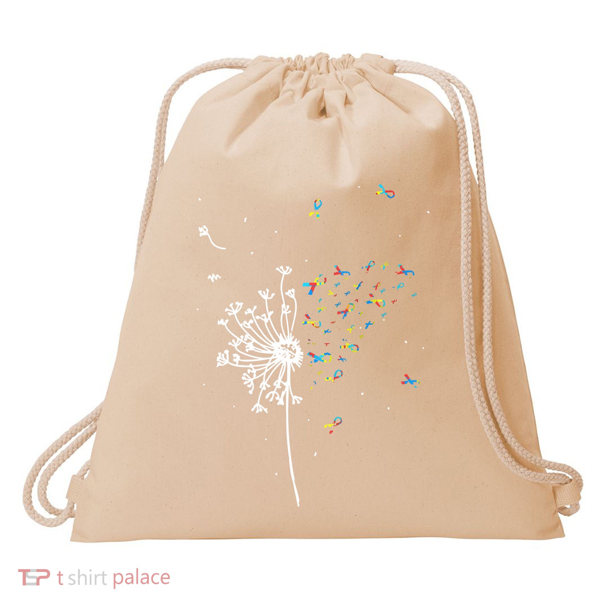 Dandelion Puzzle Ribbon Inspirational Autism Awareness Gift Drawstring Bag