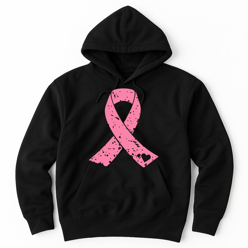 Distressed Pink Ribbon, Breast Cancer Hoodie