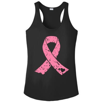 Distressed Pink Ribbon, Breast Cancer Ladies PosiCharge Competitor Racerback Tank