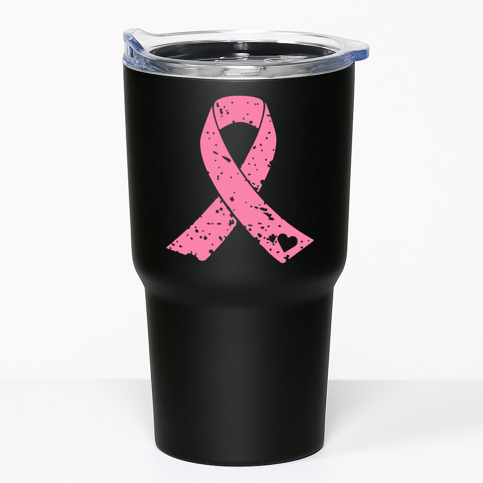 Distressed Pink Ribbon, Breast Cancer Tumbler